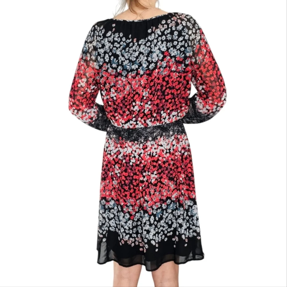 Nine West Floral Dress Black and Red Size 12 - Picture 2 of 11
